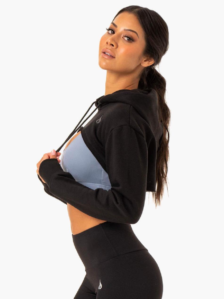 Black Women's Ryderwear Staples Super Crop Sweaters | 71EW75607