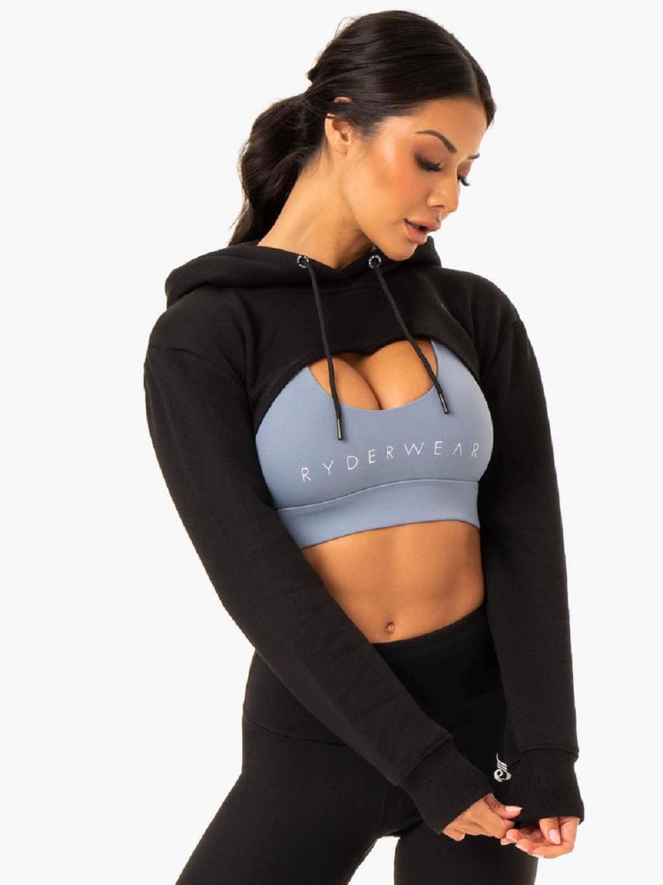 Black Women\'s Ryderwear Staples Super Crop Sweaters | 71EW75607