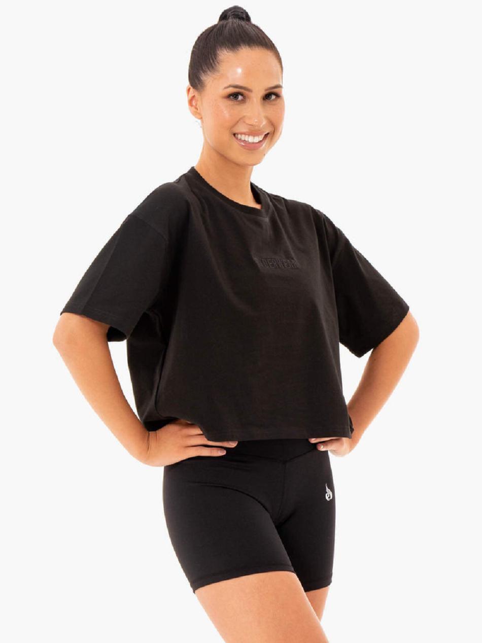 Black Women's Ryderwear Studio T-Shirt Top | 63JF76688