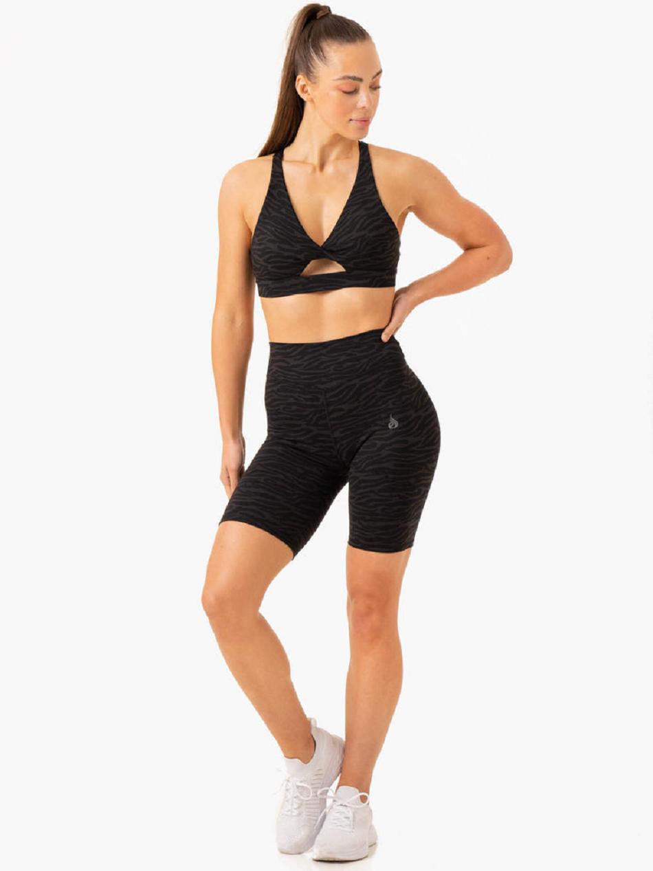 Black Women's Ryderwear Transform Mid Length Shorts | MNG80088