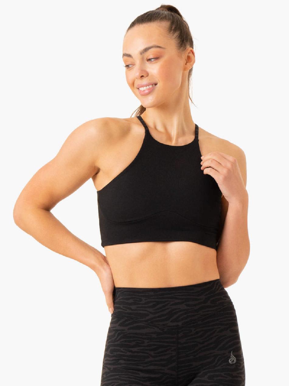 Black Women\'s Ryderwear Transform Reversible Sports Crop Top | XG6785165