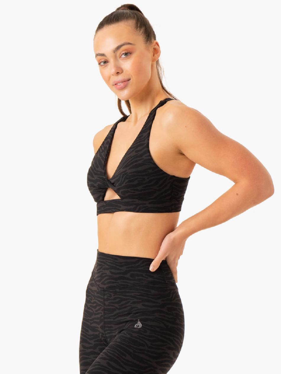 Black Women's Ryderwear Transform Twist Sports Bras | 54EW95287