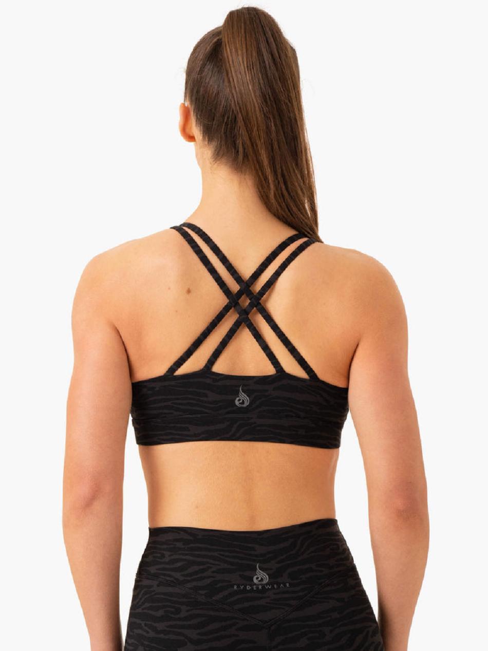 Black Women's Ryderwear Transform Twist Sports Bras | 54EW95287