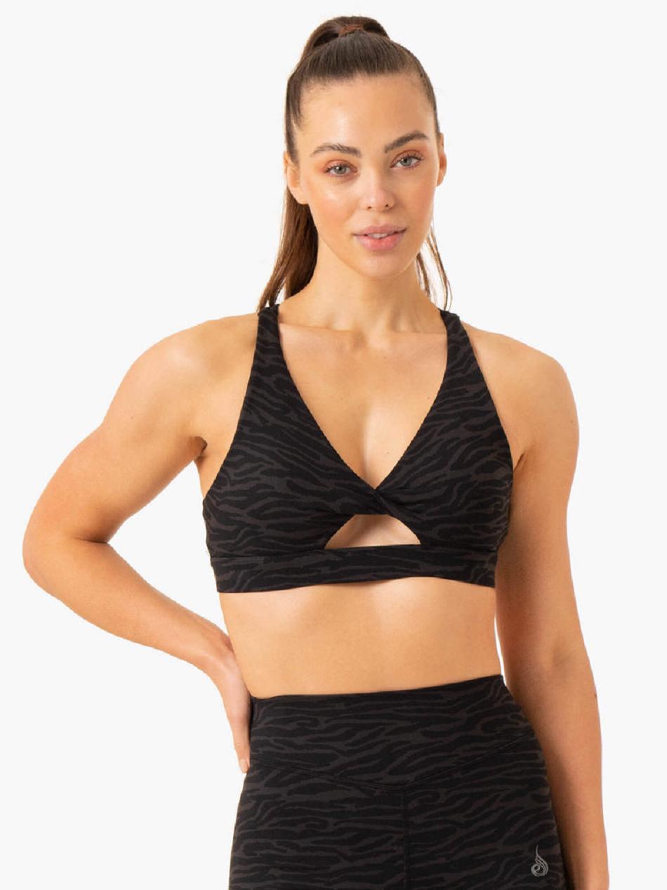 Black Women\'s Ryderwear Transform Twist Sports Bras | 54EW95287