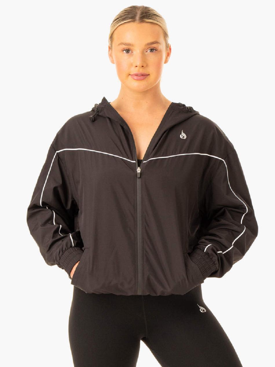 Black Women's Ryderwear Ultimate Windbreaker Top | 66YF81293