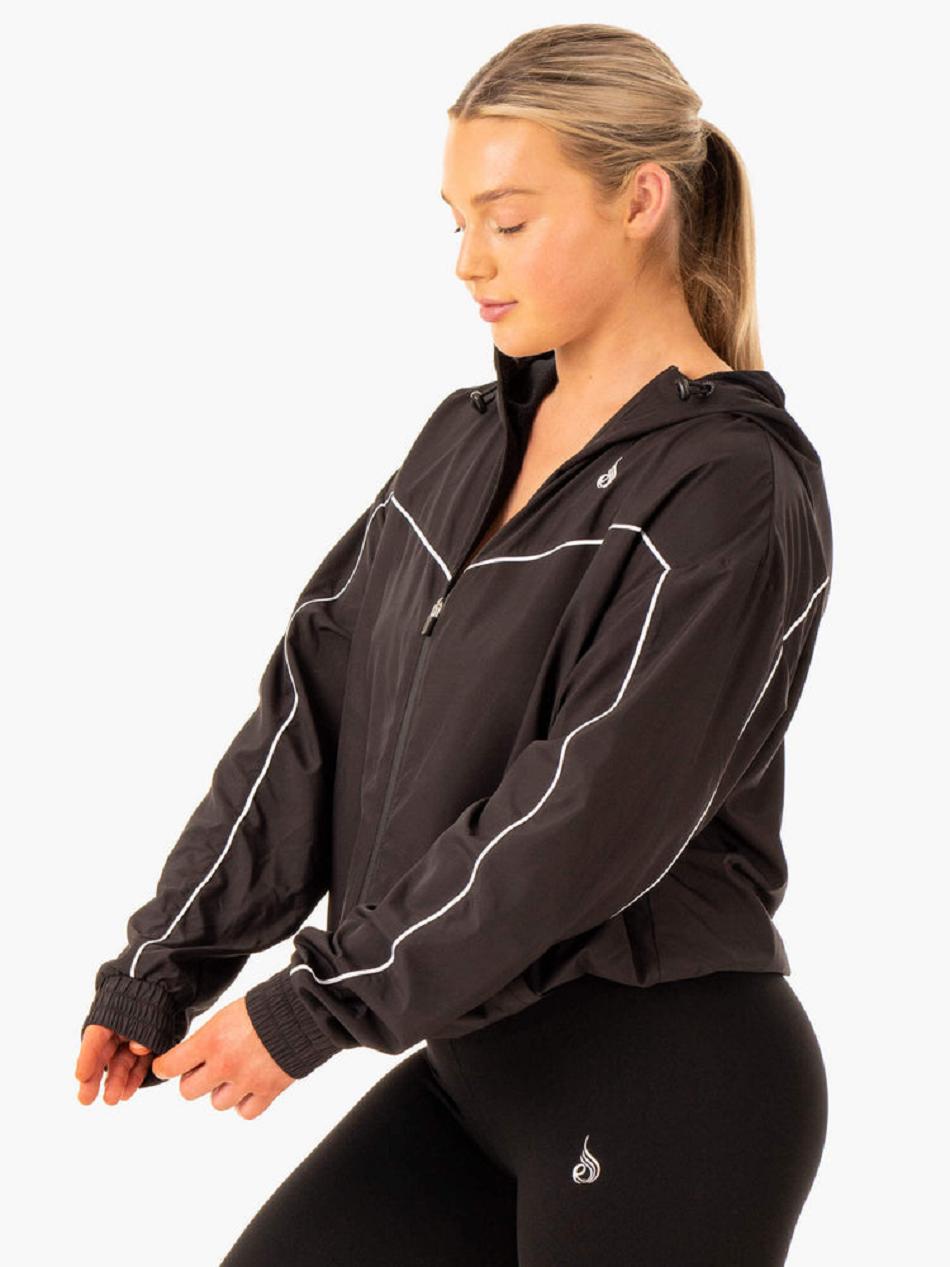 Black Women's Ryderwear Ultimate Windbreaker Hoodie | 73EW78104