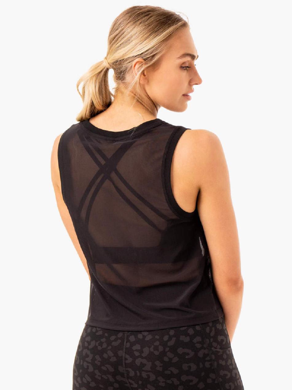 Black Women's Ryderwear Ultra Mesh Tank Top | 624Y74890