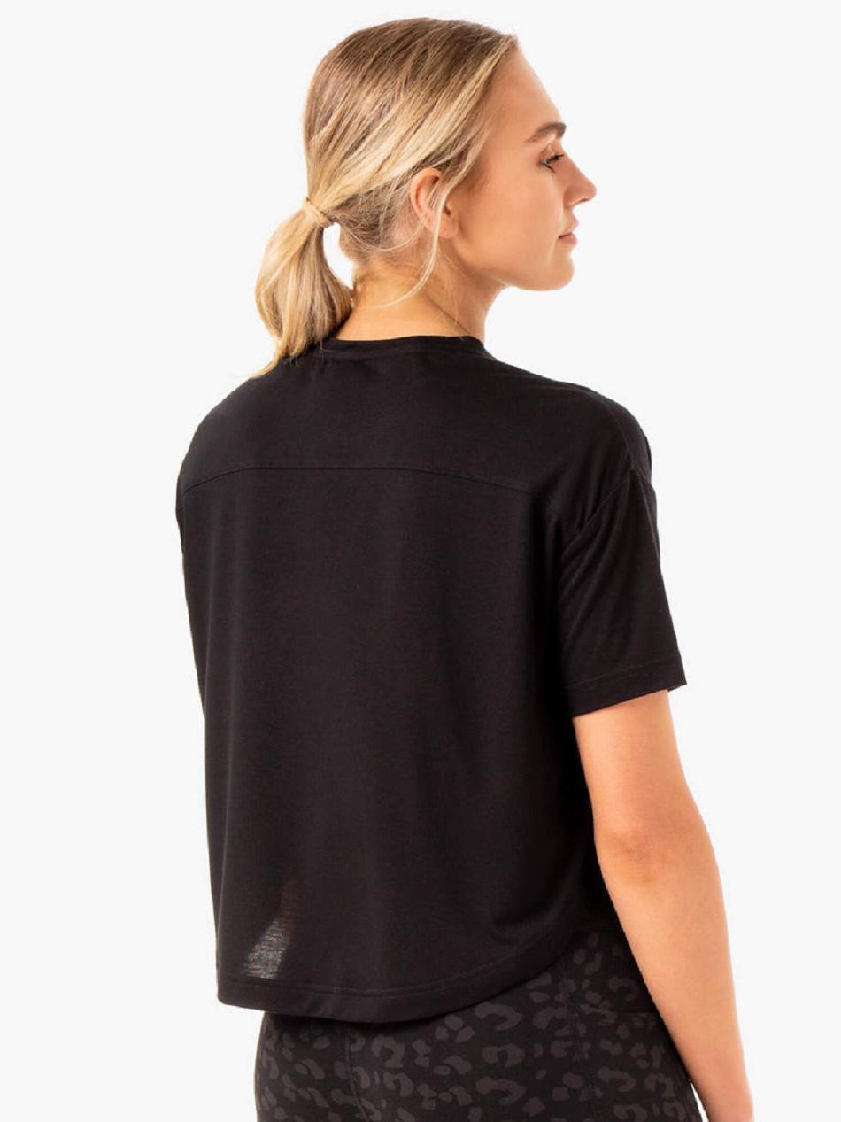 Black Women's Ryderwear Ultra Scoop T-Shirt Top | 6Y6488473