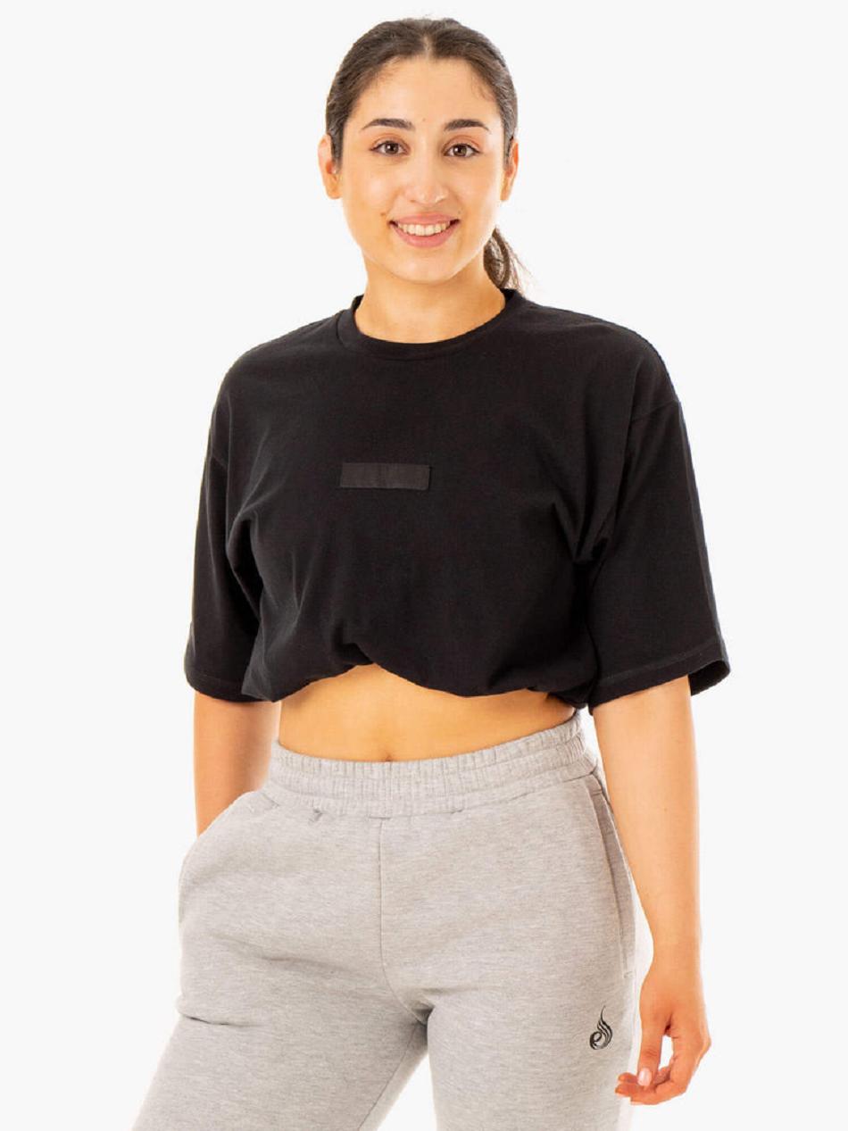 Black Women's Ryderwear Unisex Oversized T-Shirt Top | FG80983