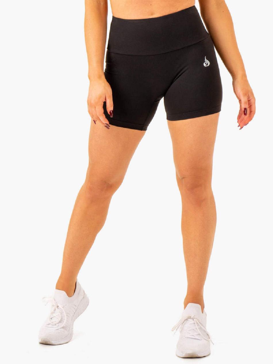 Black Women\'s Ryderwear Vital Mid Length Scrunch Shorts | 145F88465