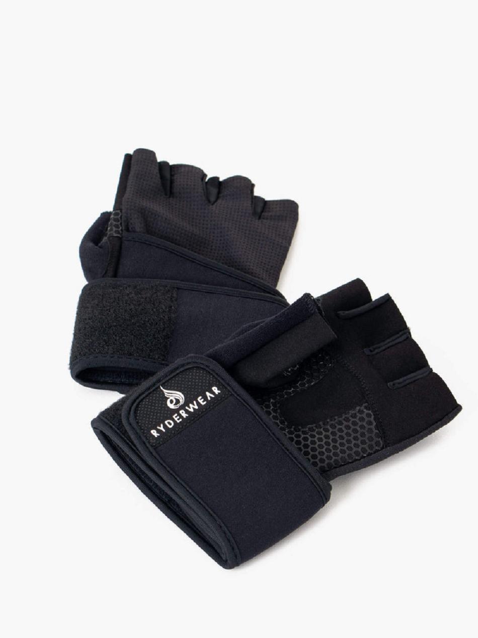 Black Women's Ryderwear Wrap Lifting Gloves Accessories | NG7773921