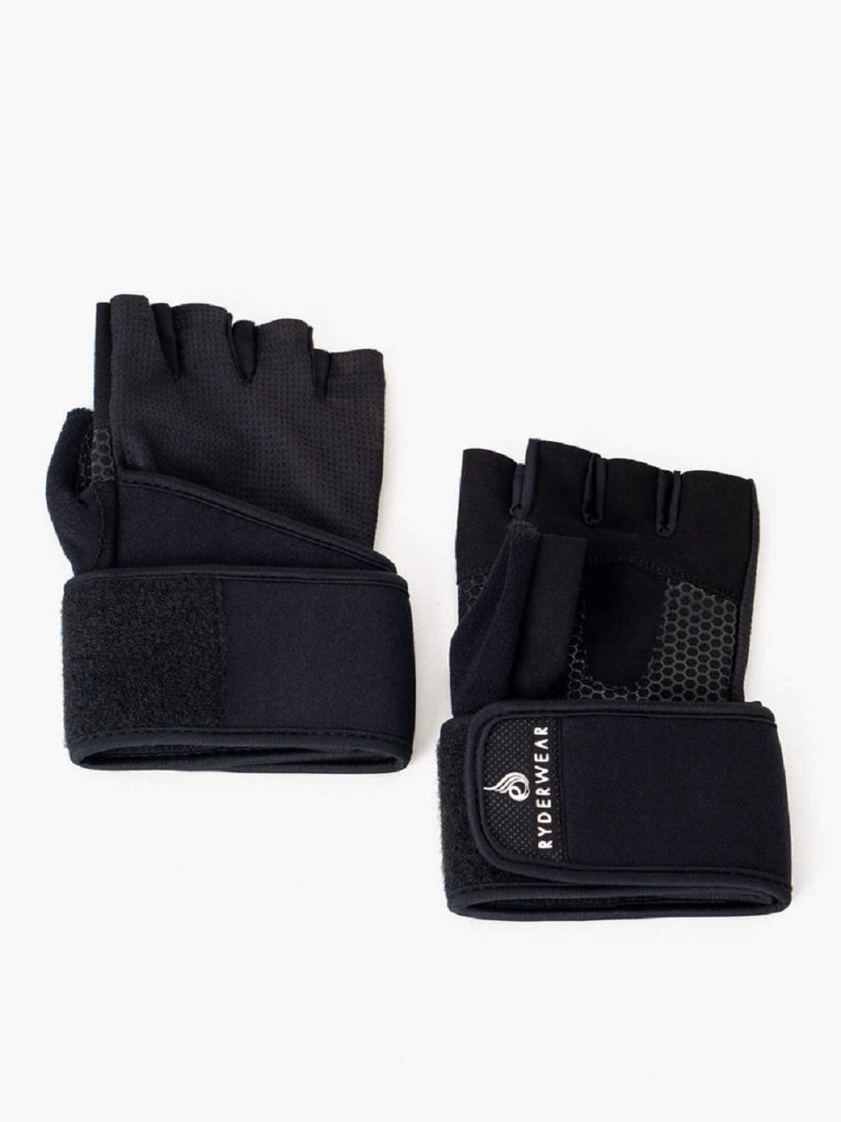 Black Women's Ryderwear Wrap Lifting Gloves Accessories | NG7773921