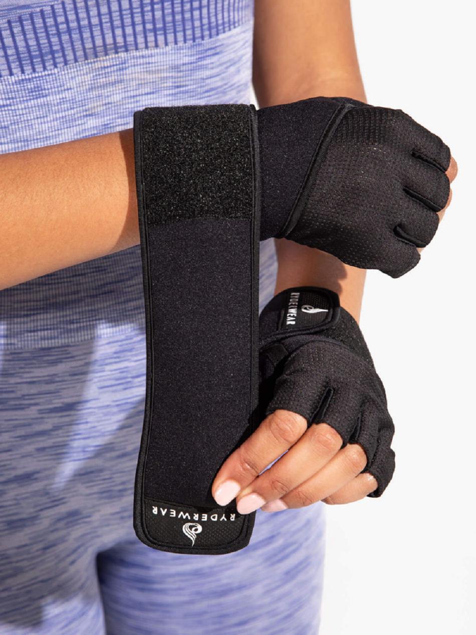 Black Women\'s Ryderwear Wrap Lifting Gloves Accessories | NG7773921