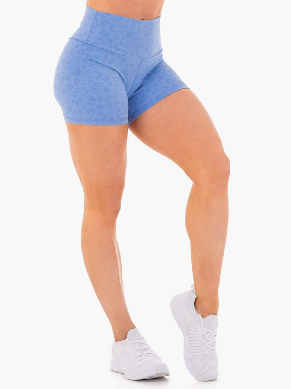 Blue / Leopard Women's Ryderwear Wild High Waisted Shorts | FR4648565