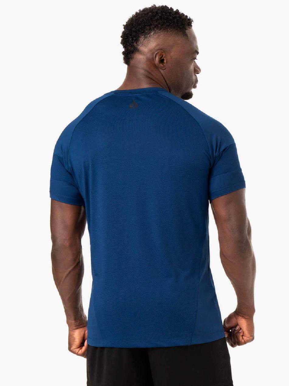 Blue Men's Ryderwear Action Mesh T-Shirt Top | MNG49410