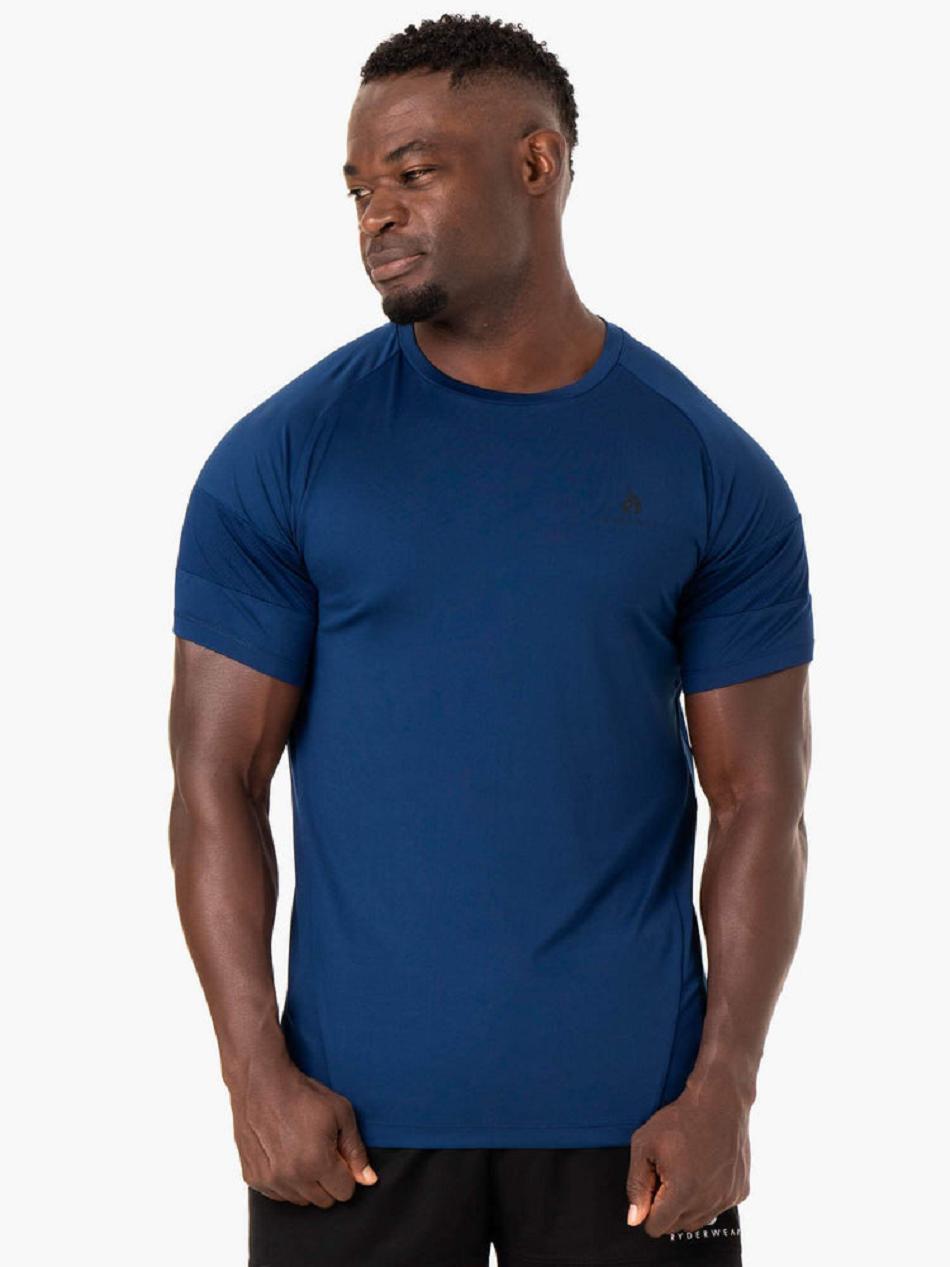 Blue Men's Ryderwear Action Mesh T-shirt | DF8669071