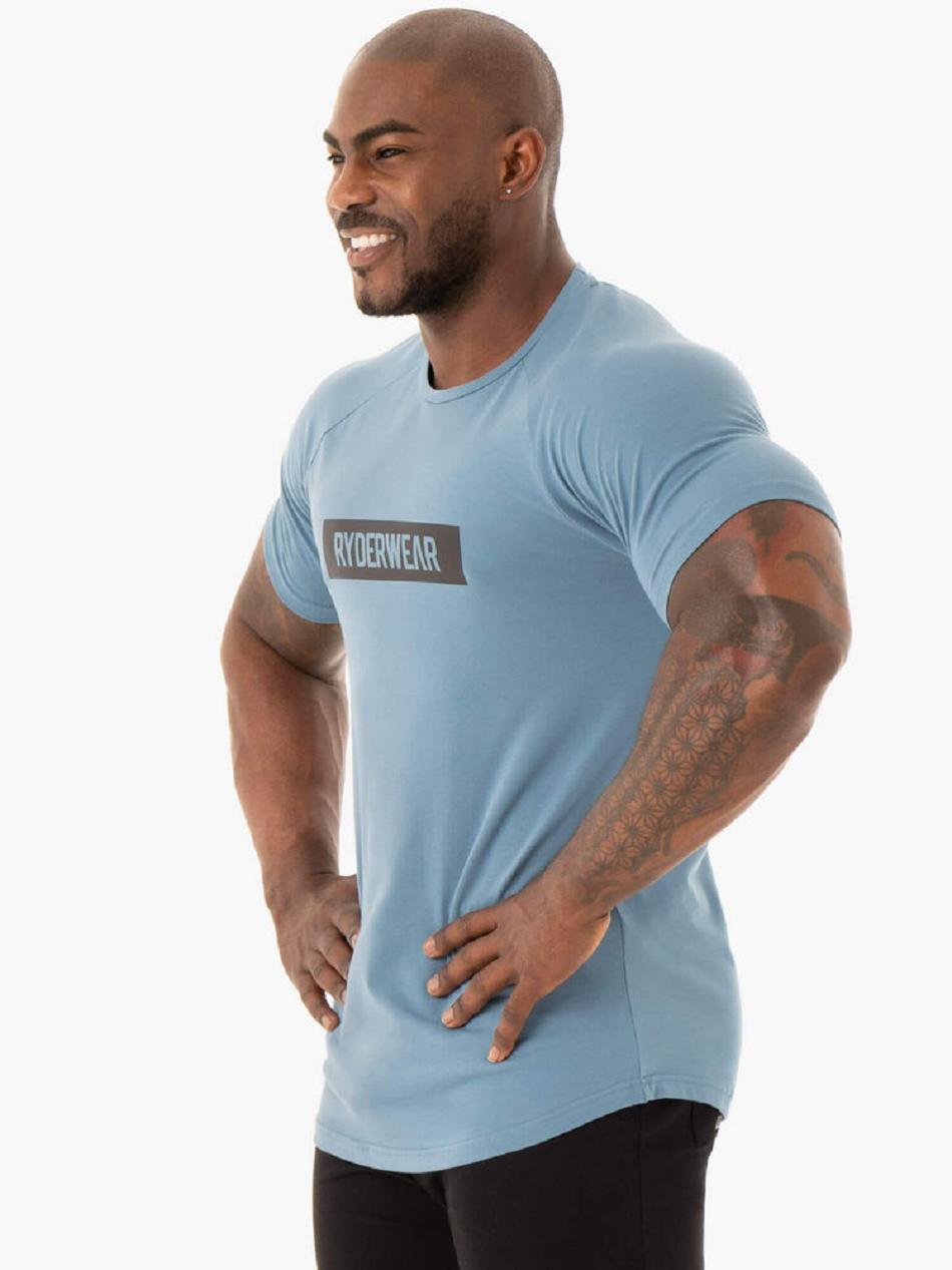 Blue Men's Ryderwear Base T-Shirt Top | 137Y74843