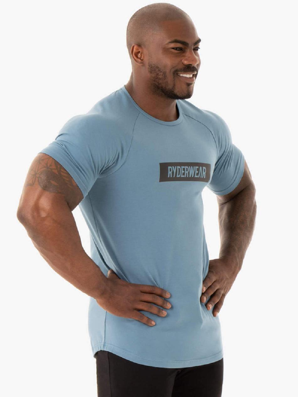 Blue Men's Ryderwear Base T-Shirt Top | 137Y74843