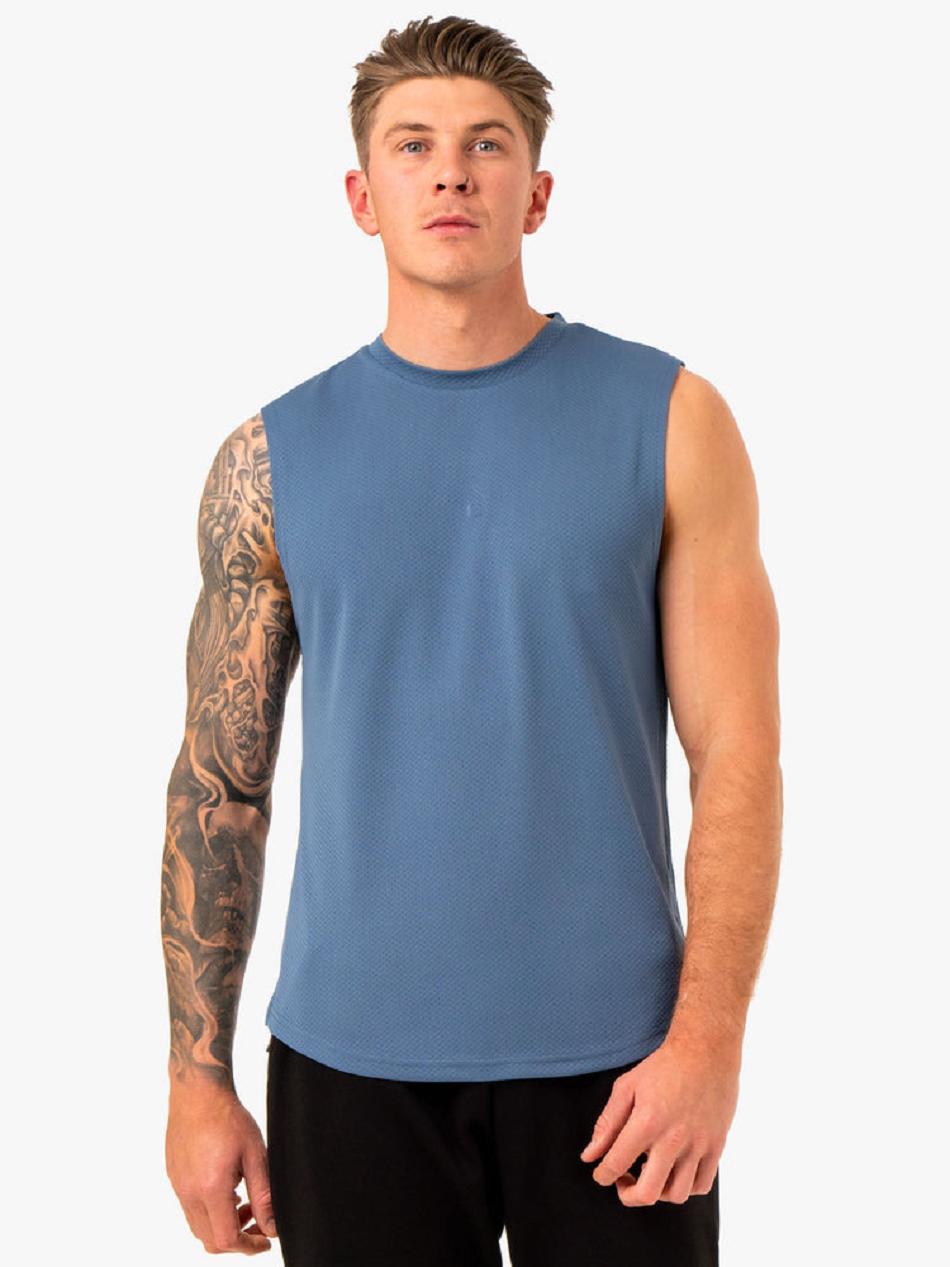 Blue Men\'s Ryderwear Enhance Muscle Tank Top | 137T60427