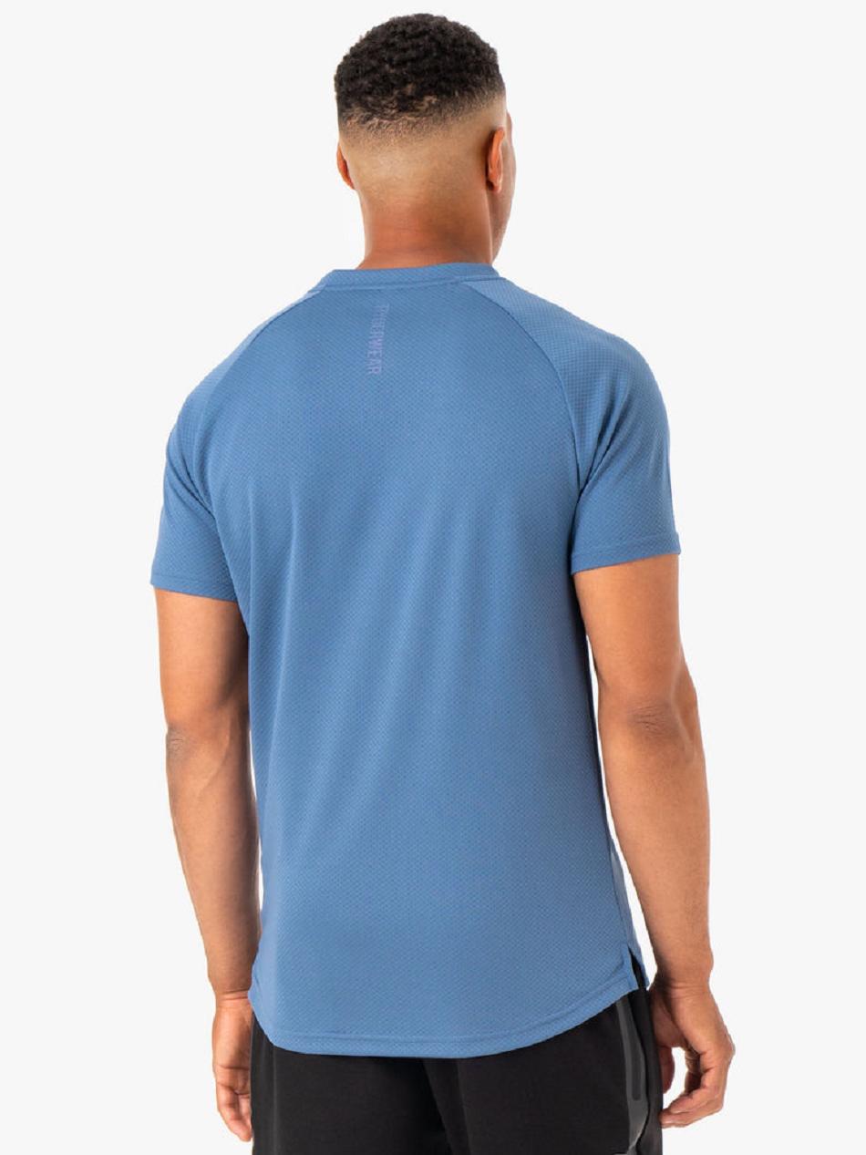 Blue Men's Ryderwear Enhance T-Shirt Top | 5G8523564