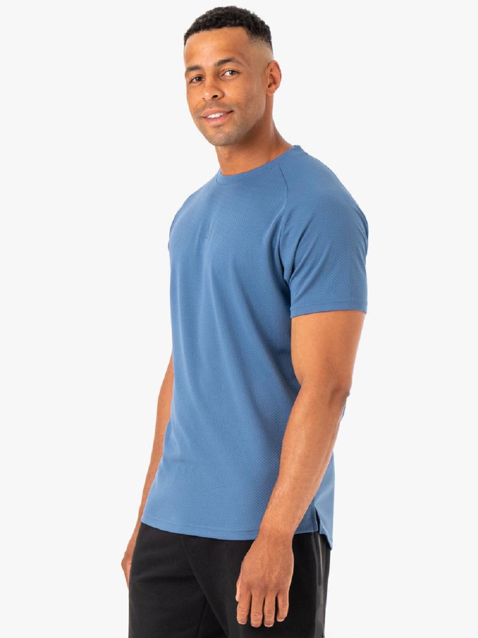 Blue Men's Ryderwear Enhance T-Shirt Top | 5G8523564