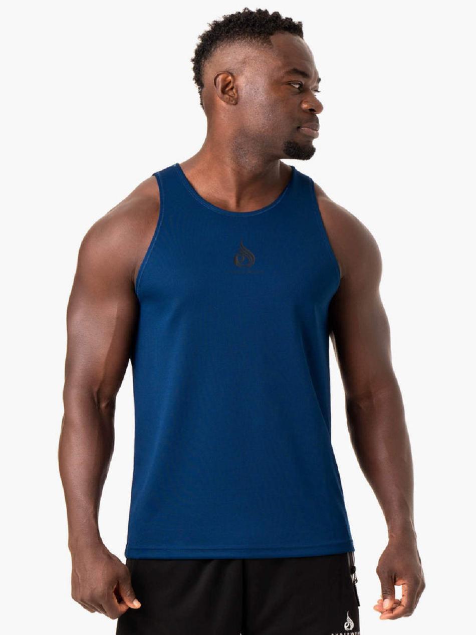 Blue Men's Ryderwear Heighten Mesh Regular Tanks | OKT67275