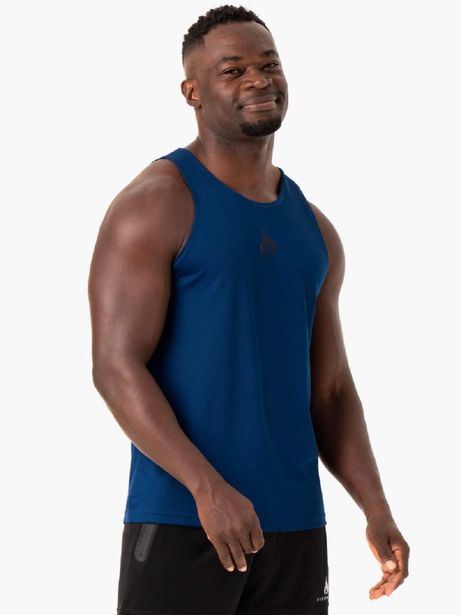 Blue Men\'s Ryderwear Heighten Mesh Regular Tanks | OKT67275