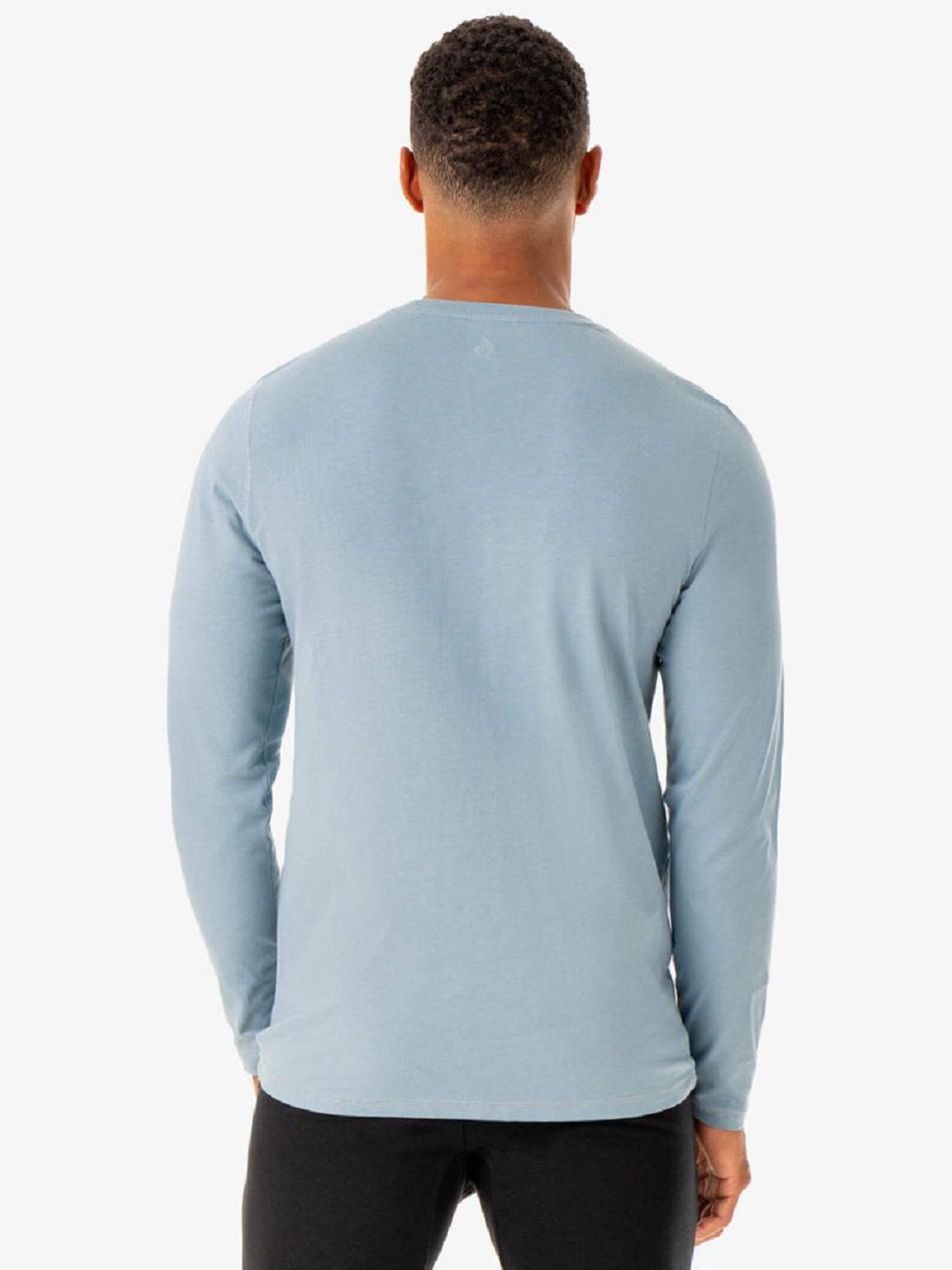 Blue Men's Ryderwear Limitless Long Sleeve T-Shirt Active Lounge | 166G84242