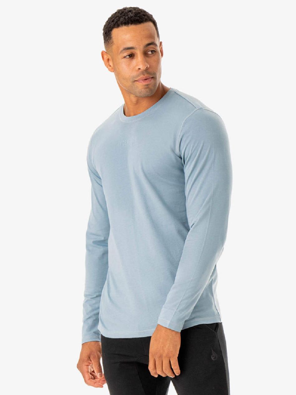 Blue Men's Ryderwear Limitless Long Sleeve T-Shirt Active Lounge | 166G84242