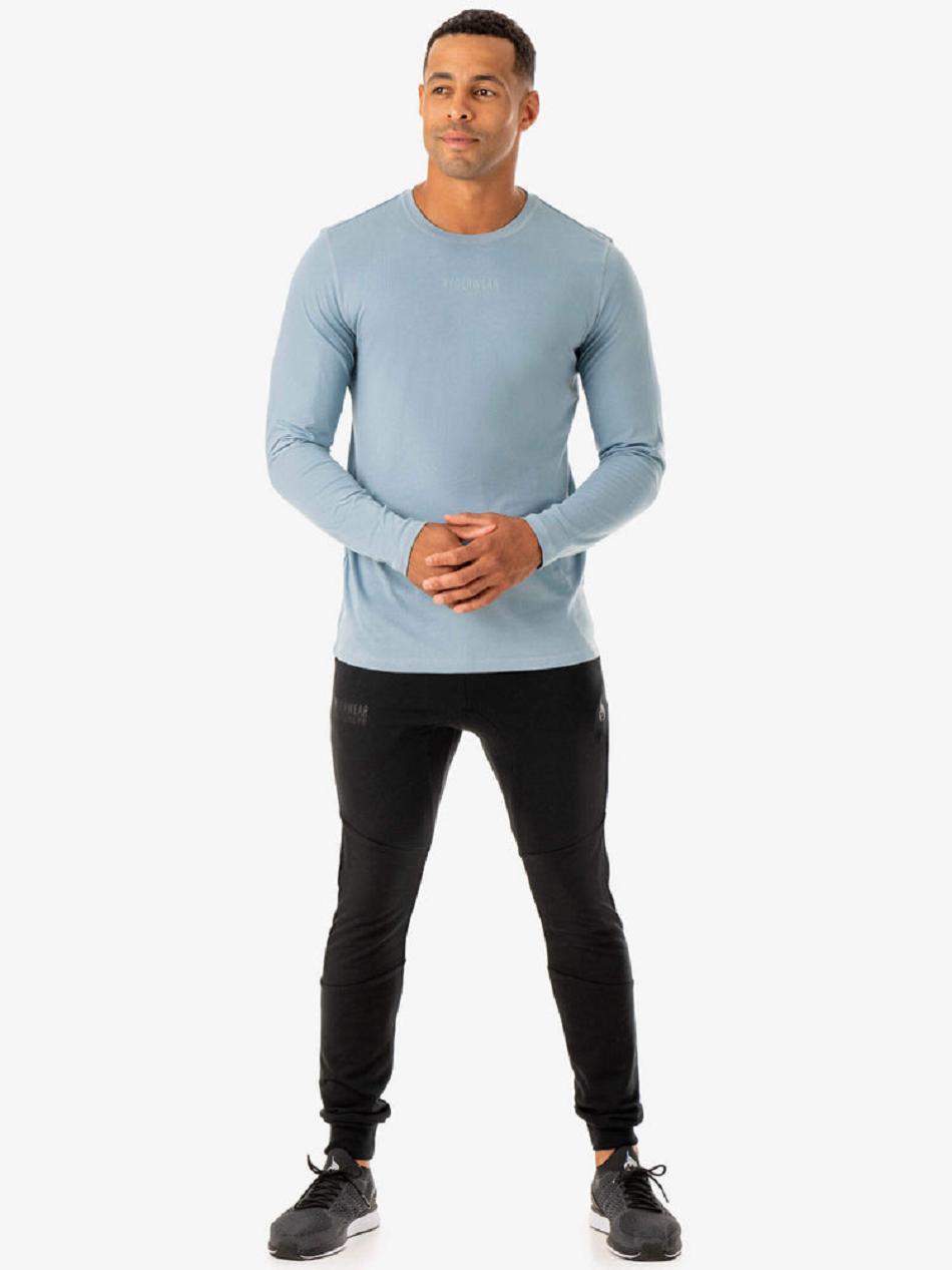 Blue Men's Ryderwear Limitless Long Sleeve T-Shirt Active Lounge | 166G84242