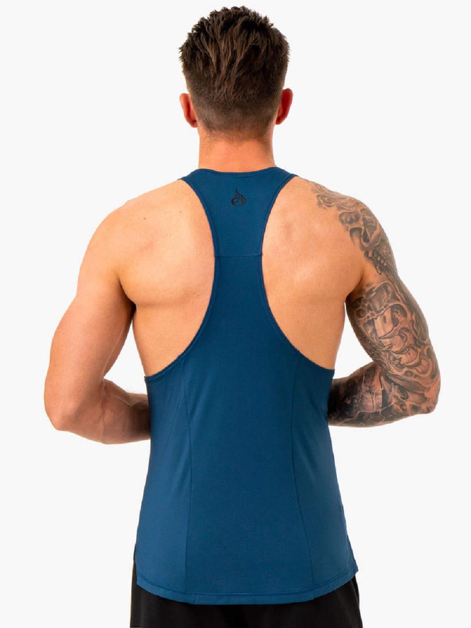 Blue Men's Ryderwear Optimal Mesh T-Back Tanks | 81FV62973