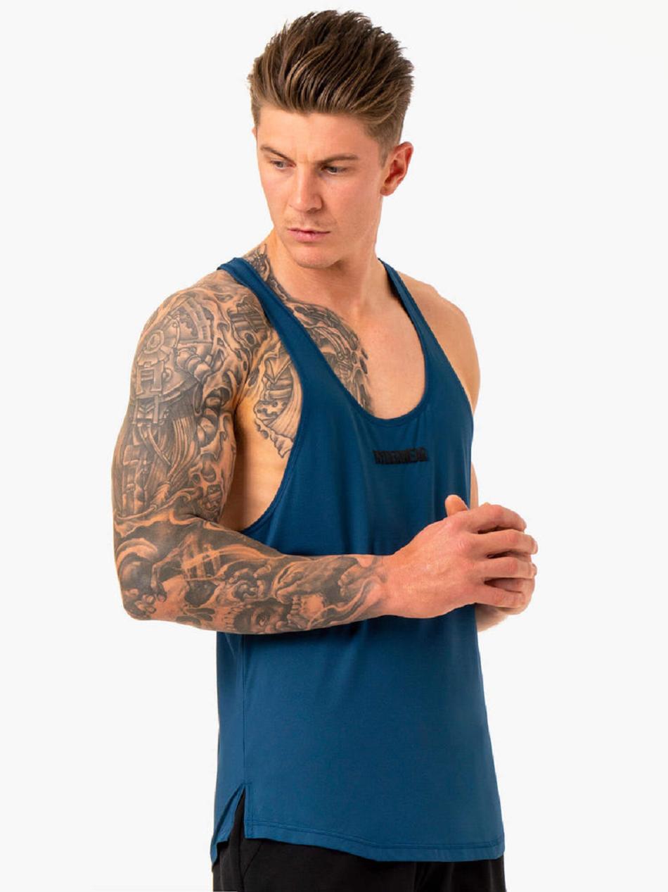 Blue Men's Ryderwear Optimal Mesh T-Back Tanks | 81FV62973