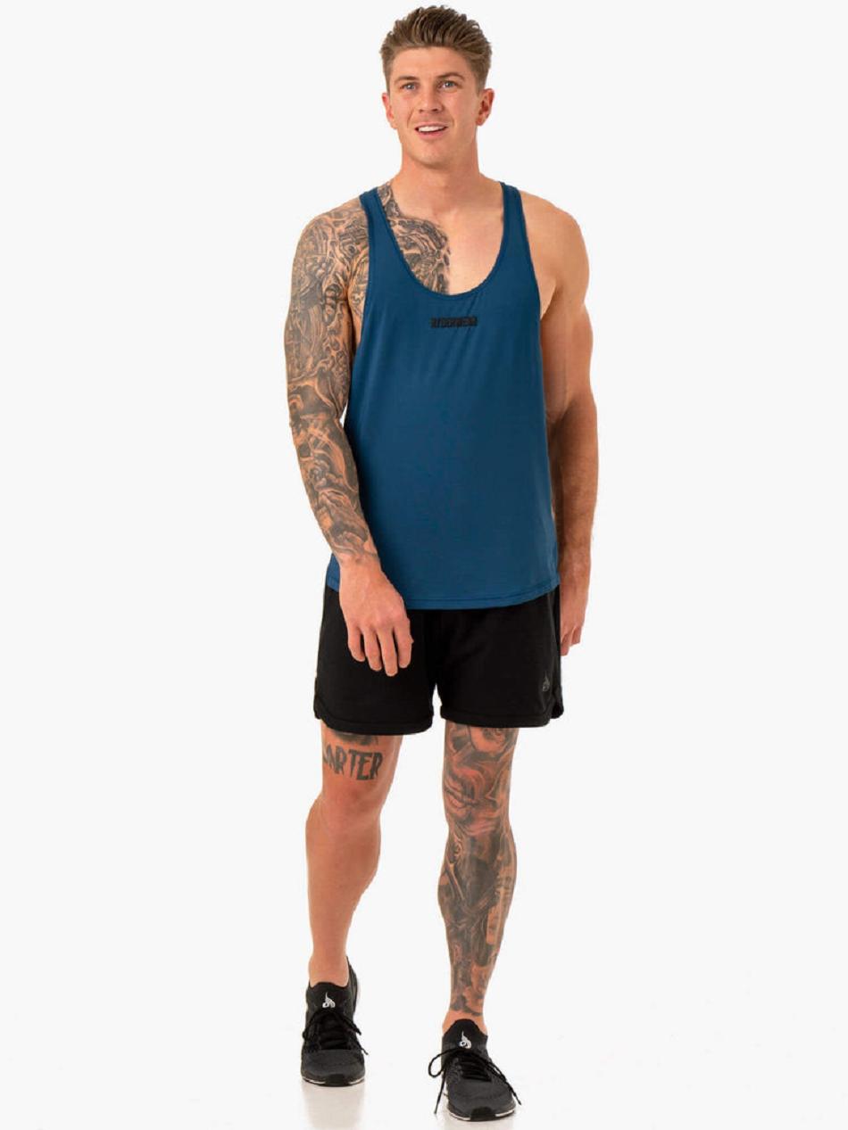 Blue Men's Ryderwear Optimal Mesh T-Back Tanks | 81FV62973