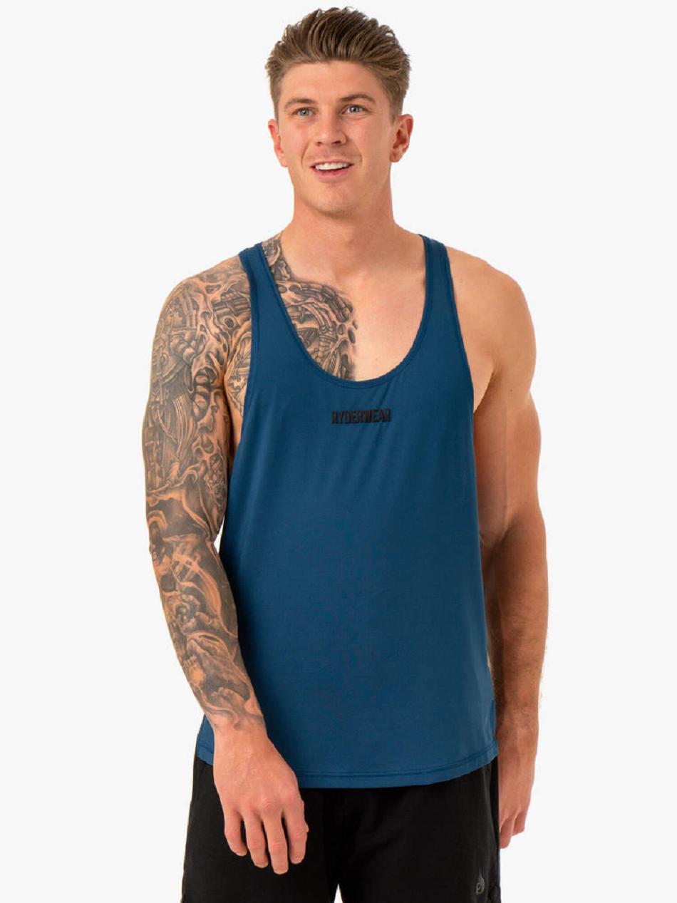 Blue Men\'s Ryderwear Optimal Mesh T-Back Tanks | 81FV62973