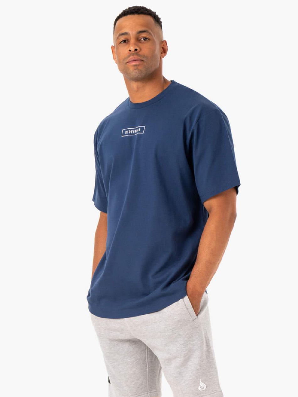 Blue Men's Ryderwear Recharge T-Shirt Top | 88EW32185