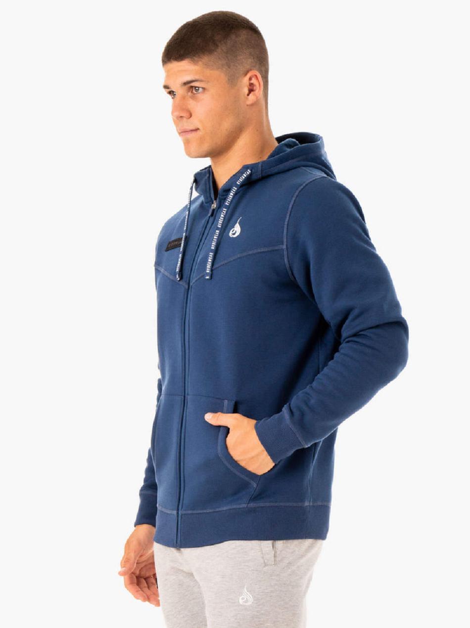 Blue Men's Ryderwear Recharge Zip Up Hoodie | FG45399