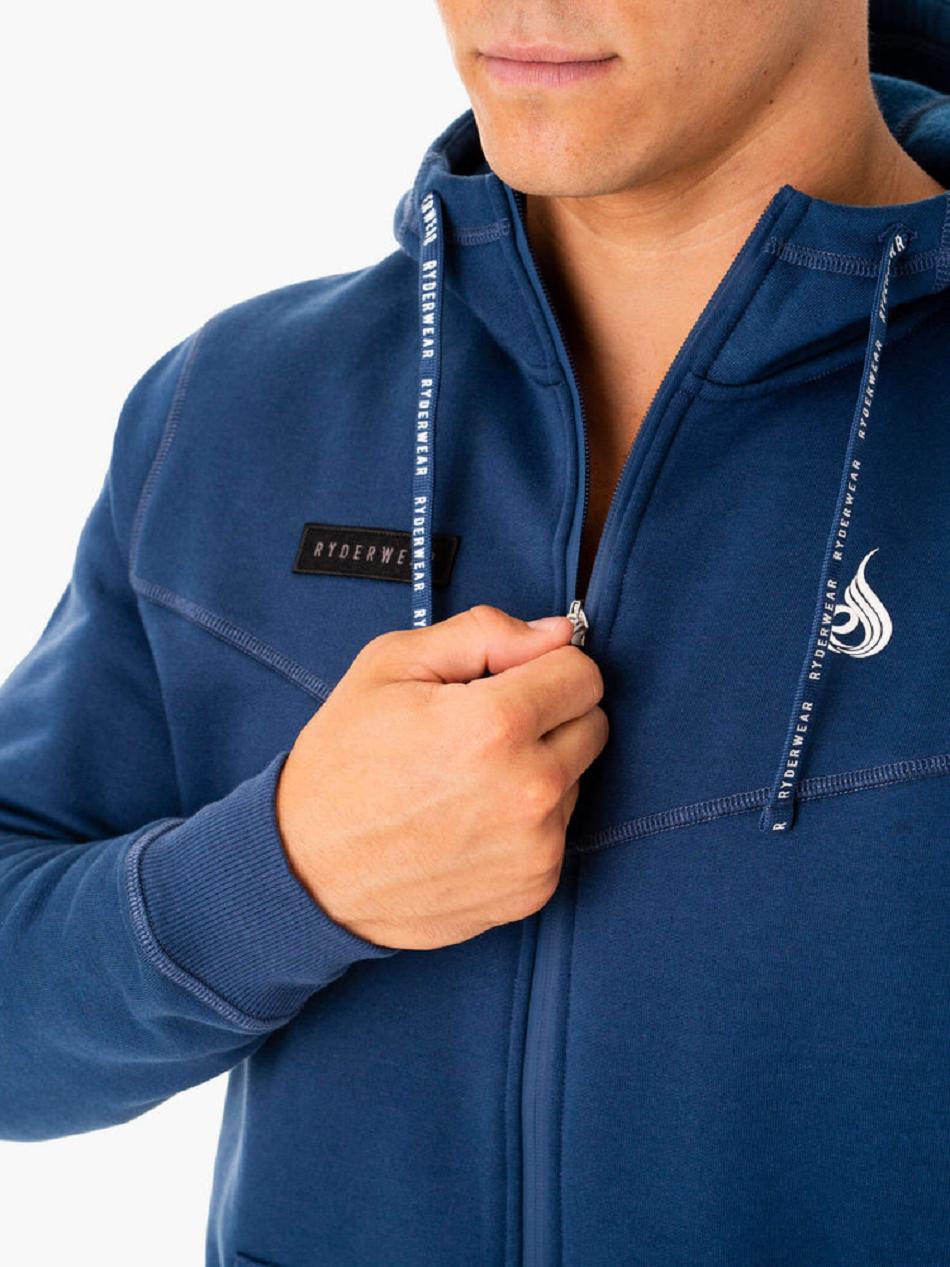 Blue Men's Ryderwear Recharge Zip Up Hoodie | FG45399