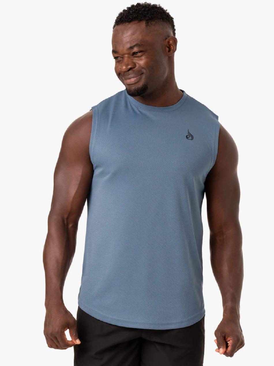 Blue Men\'s Ryderwear Reflex Mesh Baller Tank Top | 88JS38951