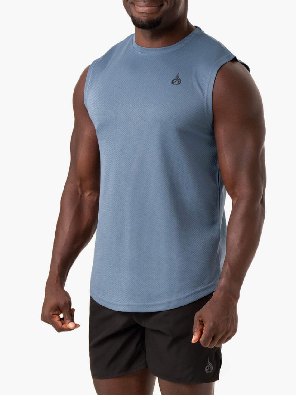 Blue Men's Ryderwear Reflex Mesh Baller Tanks | DF7874853