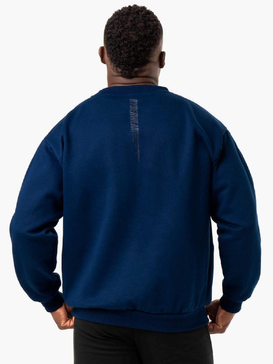 Blue Men's Ryderwear Reset Fleece Crew Neck Top | 149IV47173