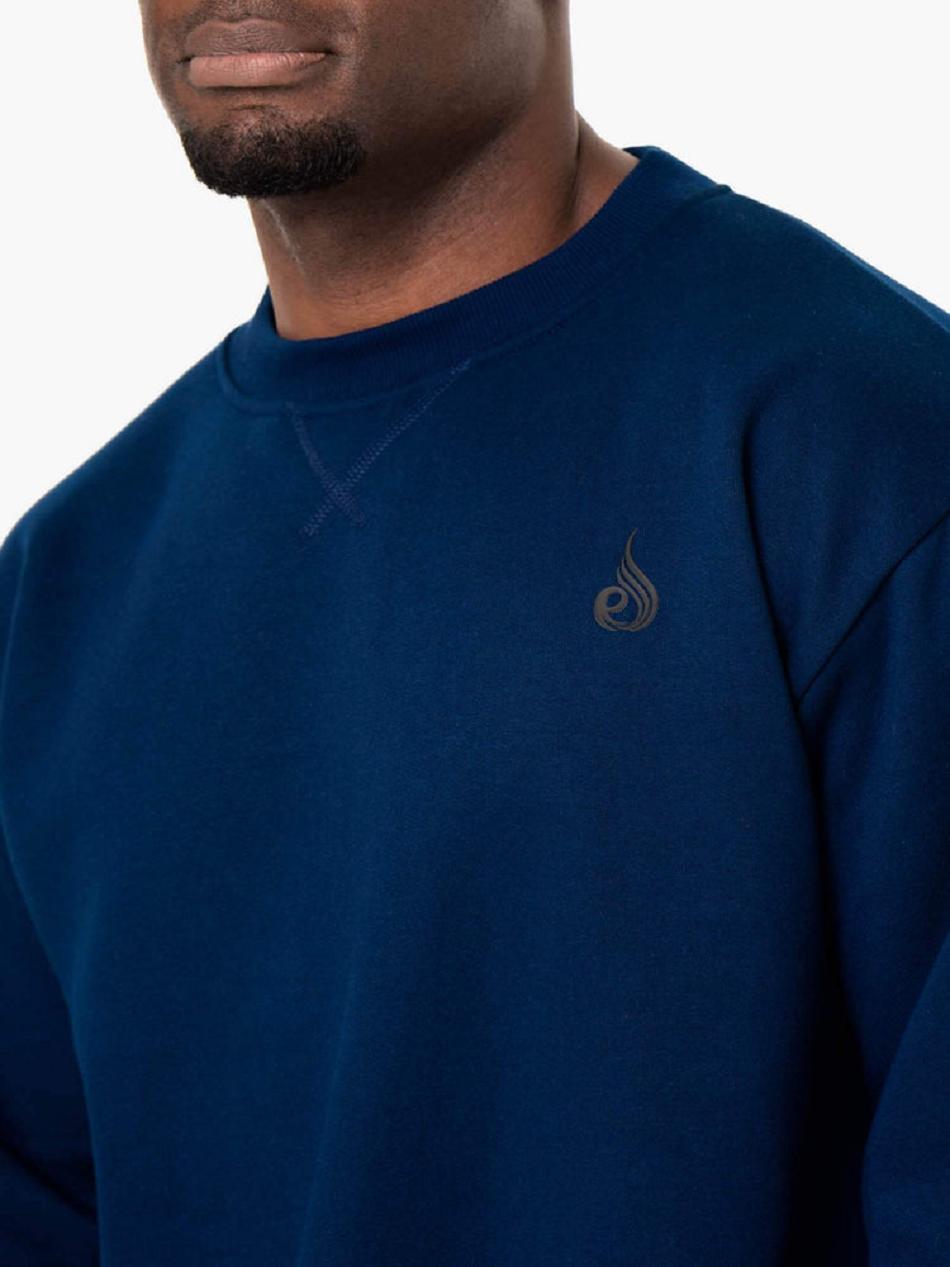 Blue Men's Ryderwear Reset Fleece Crew Neck Top | 149IV47173