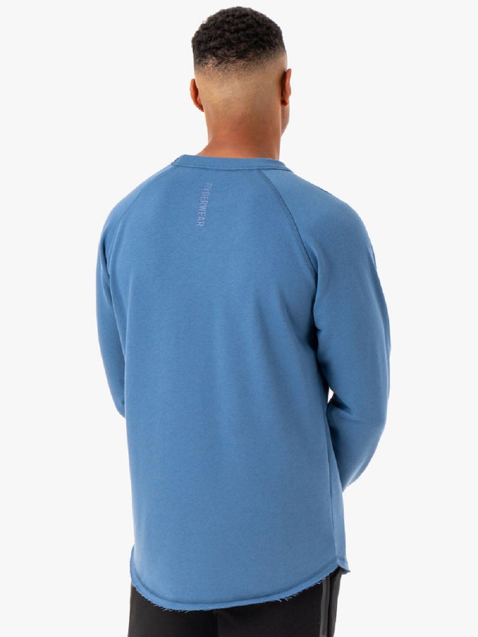 Blue Men's Ryderwear Restore Crew Neck Sweaters | ES9339226