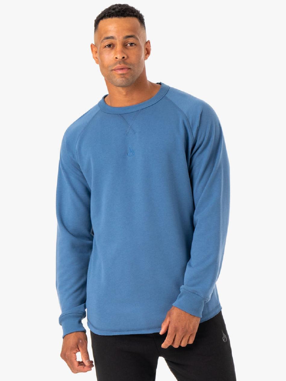 Blue Men\'s Ryderwear Restore Crew Neck Sweaters | ES9339226