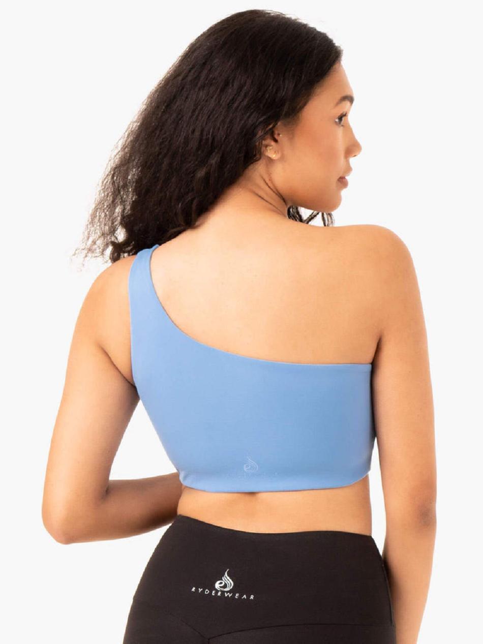 Blue Women's Ryderwear Adapt One Shoulder Sports Bras | 59YR55366