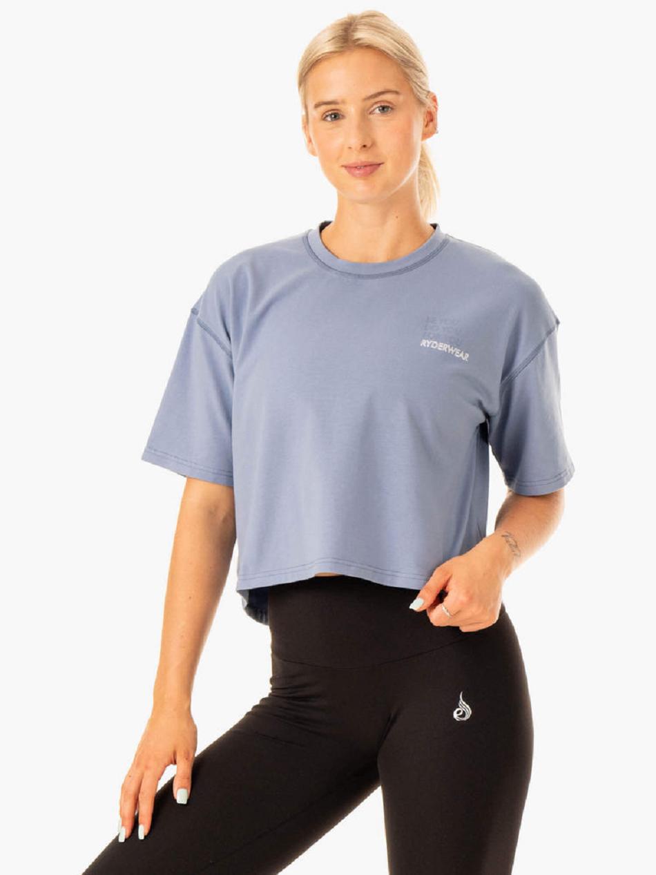 Blue Women's Ryderwear Edit T-Shirt Top | G2T31671