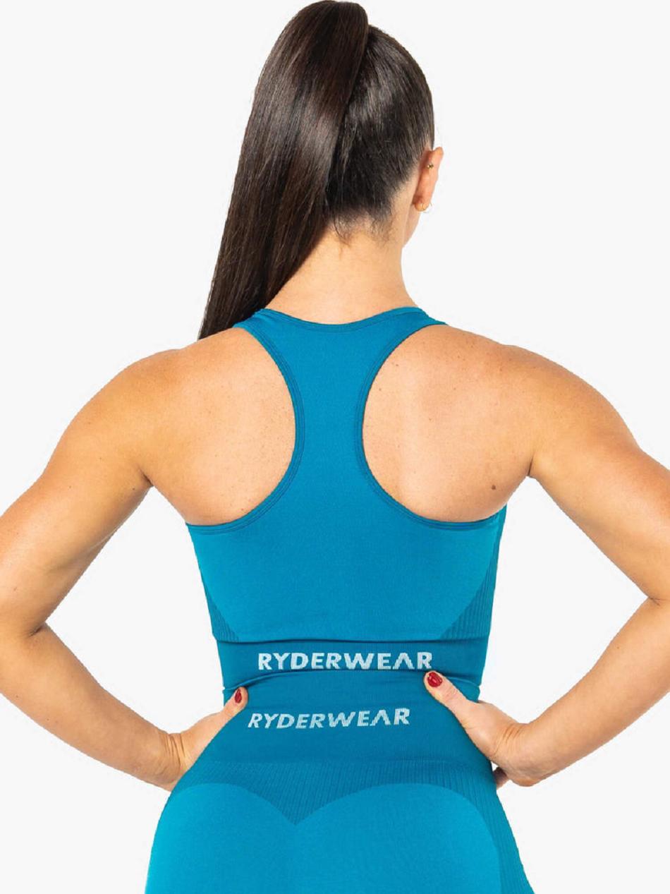 Blue Women's Ryderwear Electra Crop Top Seamless | 608Y85970