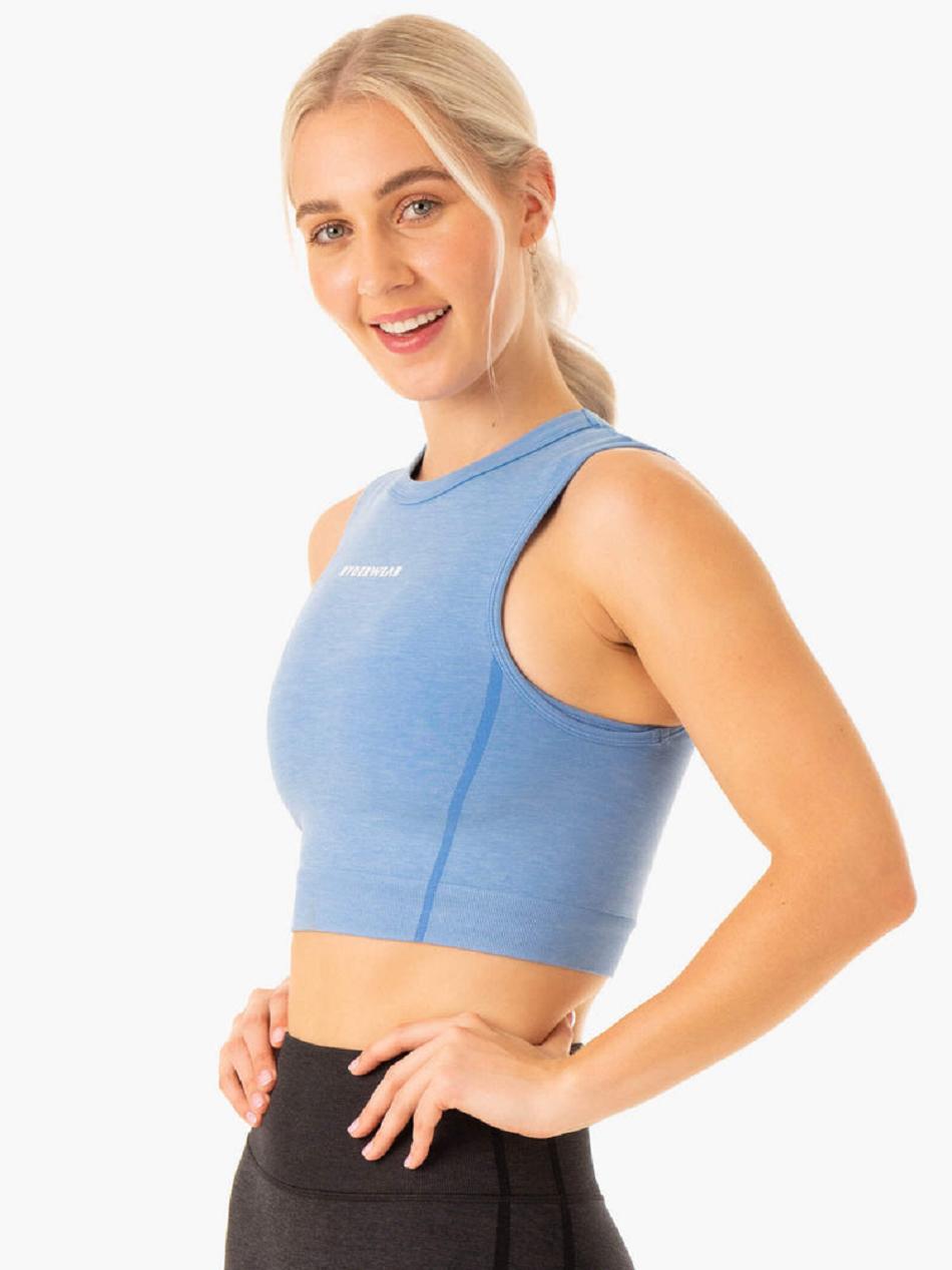 Blue Women's Ryderwear Enhance Seamless Tank Top | 66KR49507