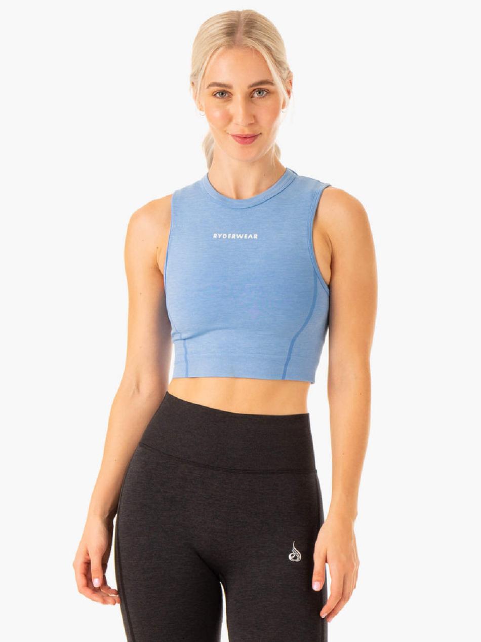 Blue Women\'s Ryderwear Enhance Seamless Tank Top | 66KR49507