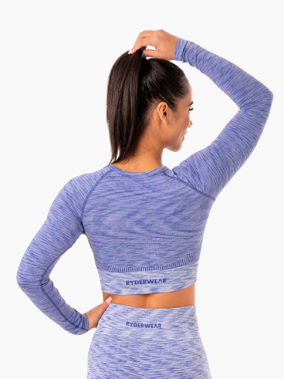 Blue Women's Ryderwear Evolve Long Sleeve Top Seamless | G5B25351