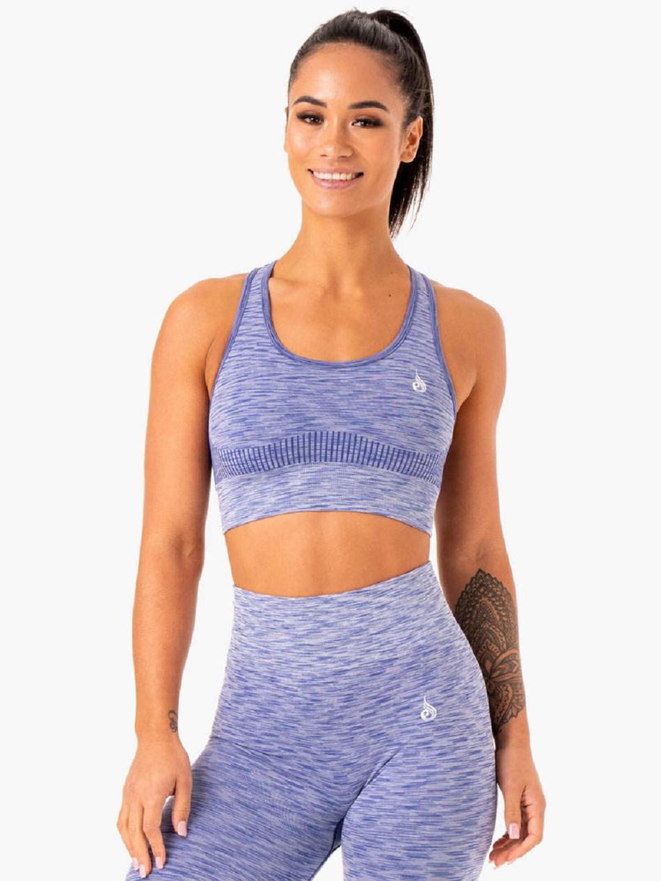 Blue Women\'s Ryderwear Evolve Longline Sports Bra Seamless | MT4666535